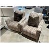 Image 1 : PAIR OF SWIVEL LOUNGE CHAIRS WITH THROW CUSHIONS