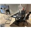 Image 1 : BLACK ELECTRIC HEIGHT ADJUSTABLE OFFICE DESK WITH CHAIR AND FLOOR MAT