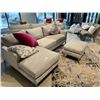 Image 1 : L-SHAPED SECTIONAL SOFA WITH OTTOMAN AND THROW CUSHIONS, 98" X 62"