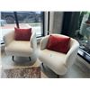 Image 1 : PAIR OF SWIVEL LOUNGE CHAIRS WITH THROW CUSHIONS
