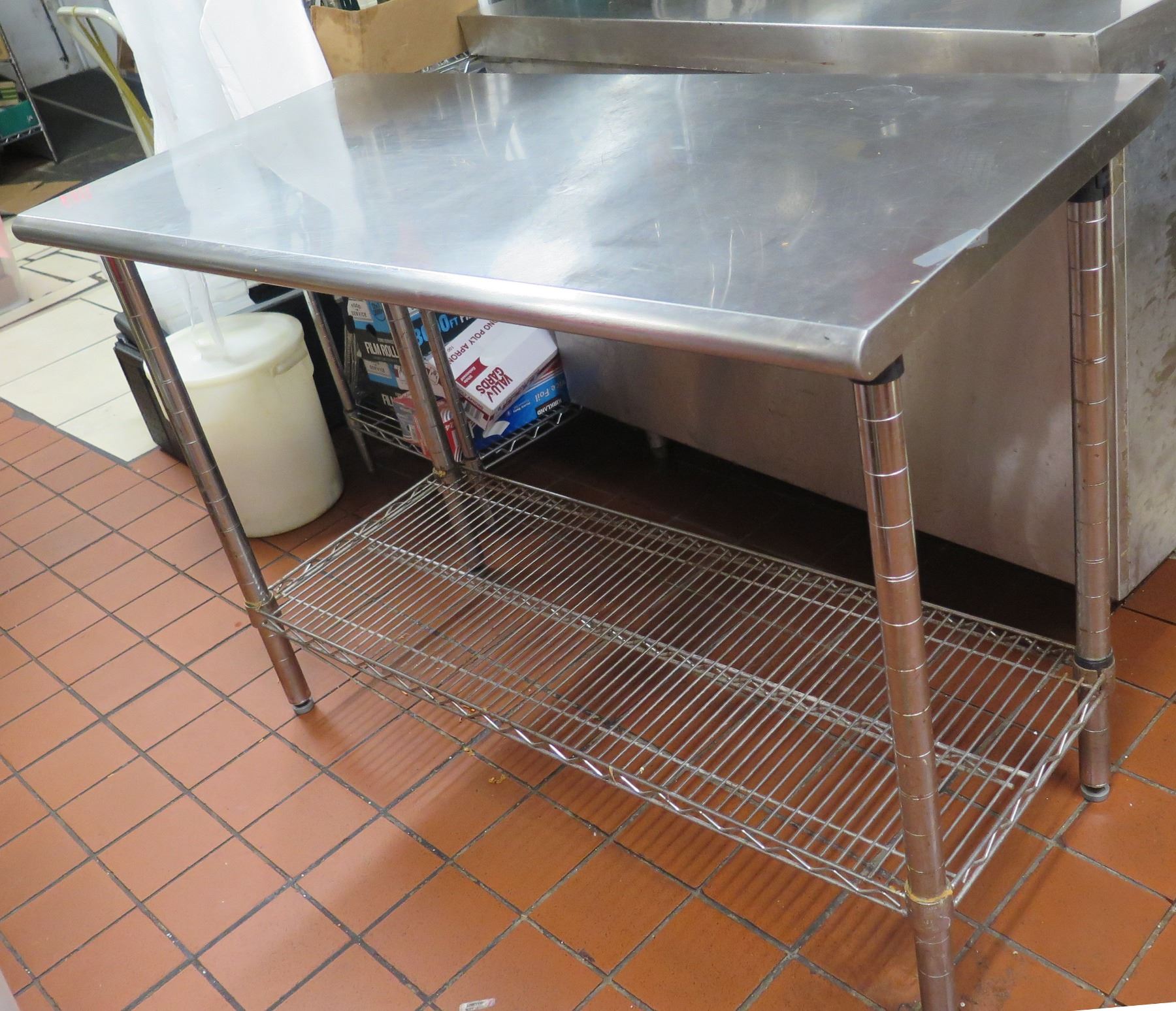 Stainless Steel Kitchen Work Table w/ Mesh Undershelf 49.5