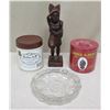 Image 1 : Qty 2 Jars Pipe Tobacco, Figurine & Ashtray