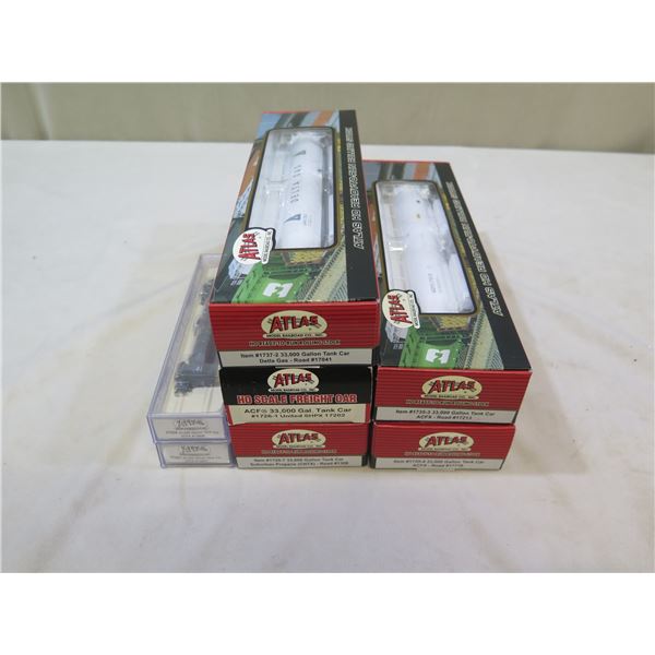 Qty 7 Atlas Railroad Tank Cars, Misc Sizes in Boxes