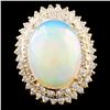 14K Gold 7.54ct Opal & 1.80ctw Diamond Ring