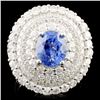 18K Gold 2.71ct Sapphire & 2.52ctw Diamond Ring