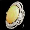 Image 2 : 18K Gold 14.30ct Opal & 3.02ctw Diamond Ring