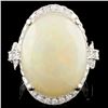 Image 1 : 14K Gold 10.70ct Opal & 0.96ctw Diamond Ring