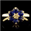 14K Gold 1.00ct Sapphire & 0.10ct Diamond Ring