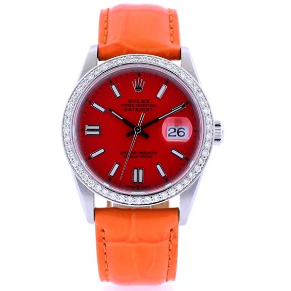 Rolex DateJust Diamond Race Orange 36MM Wristwatc