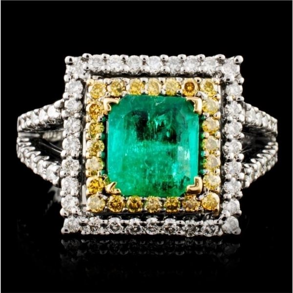 18K Gold 1.15ctw Emerald & 0.86ctw Diamond Ring