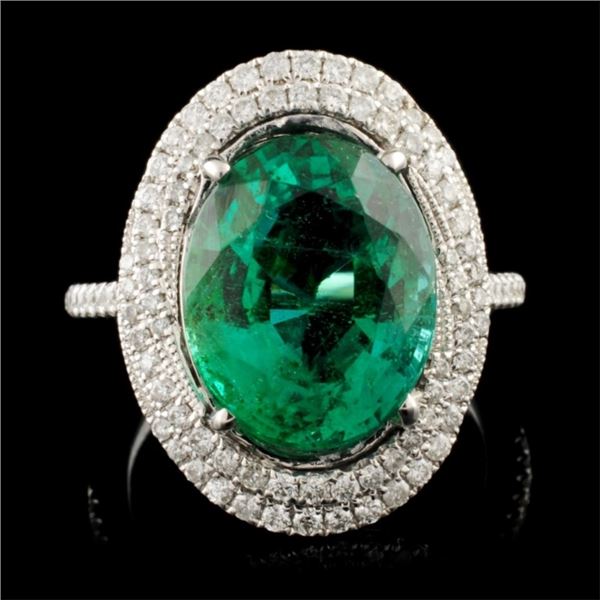 18K Gold 6.24ct Emerald & 0.60ctw Diamond Ring