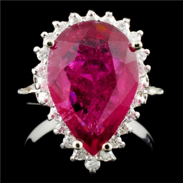 14K Gold 5.26ct Tourmaline & 0.35ctw Diamond Ring