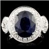 14K Gold 4.72ct Sapphire & 0.73ctw Diamond Ring