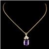 Image 2 : 14K Gold 3.00ct Amethyst & 0.26ctw Diamond Pendant