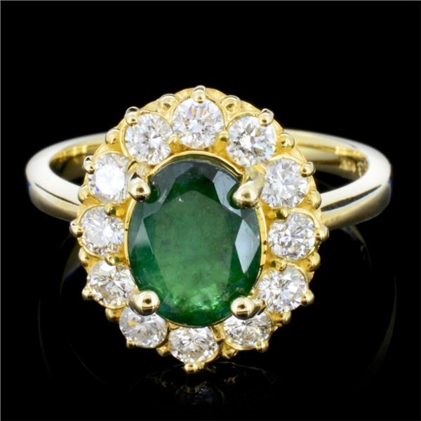 14K Gold 2.00ct Emerald & 1.00ctw Diamond Ring