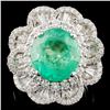 Image 1 : 18K Gold 4.31ct Emerald & 1.56ctw Diamond Ring