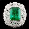 Image 1 : 18K Gold 3.94ct Emerald & 1.61ctw Diamond Ring