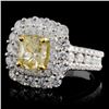 Image 2 : 18K White Gold 3.92ctw Fancy Yellow Diamond Ring