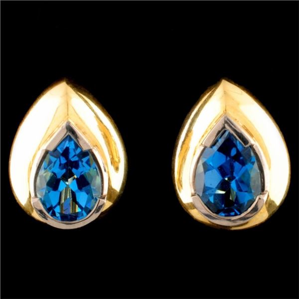 18K Yellow Gold 7.60ct Topaz Earrings