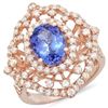 14K Gold 2.50ct Tanzanite & 1.30ct Diamond Ring