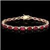 14k Gold 17.00ct Ruby & 0.70ct Diamond Bracelet