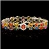 14k Gold 35.00ct Sapphire & 0.50ct Diam Bracelet