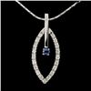 14K Gold 0.17ct Sapphire & 0.50ctw Diamond Pendant