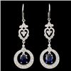 18K Gold 1.30ctw Sapphire & 0.58ctw Diamond Earrin