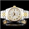 Rolex YG/SS DateJust 36mm Ivory Pyramid Wristwatch