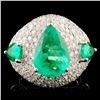 Image 1 : 18K Gold 5.07ct Emerald & 2.52ctw Diamond Ring