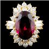 Image 1 : 14K Gold 5.76ct Tourmaline & 1.31ctw Diamond Ring