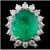 Image 1 : 18K Gold 11.30ct Emerald & 2.00ct Diamond Ring