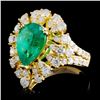 Image 2 : 18K Y Gold 2.12ct Emerald & 1.68ct Diamond Ring