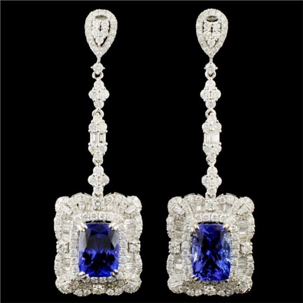 18K Gold 9.48ct Tanzanite & 5.15ctw Diamond Earrin