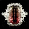 Image 1 : 18K Gold 5.34ct Tourmaline & 1.31ctw Diamond Ring