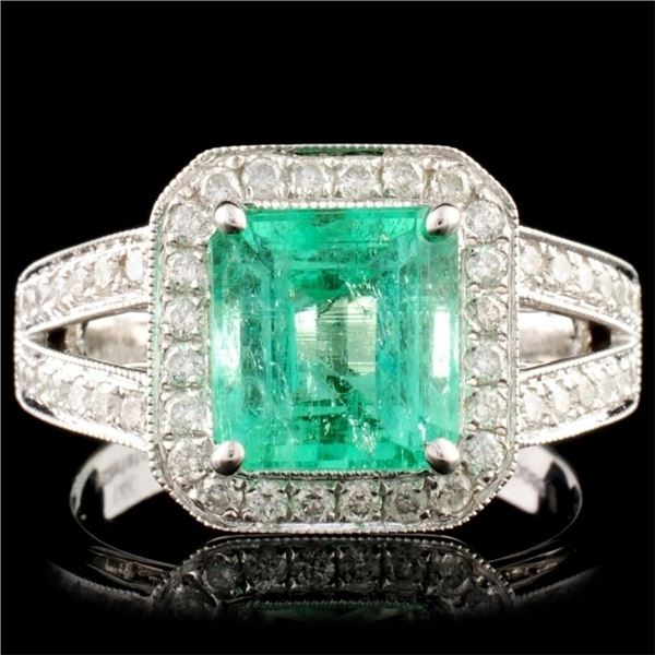 18K Gold 2.10ct Emerald & 0.50ct Diamond Ring