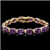 14k Gold 30.00ct Amethyst & 1.35ct Diam Bracelet
