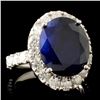 Image 3 : 14K Gold 8.00ct Sapphire & 2.00ctw Diamond Ring