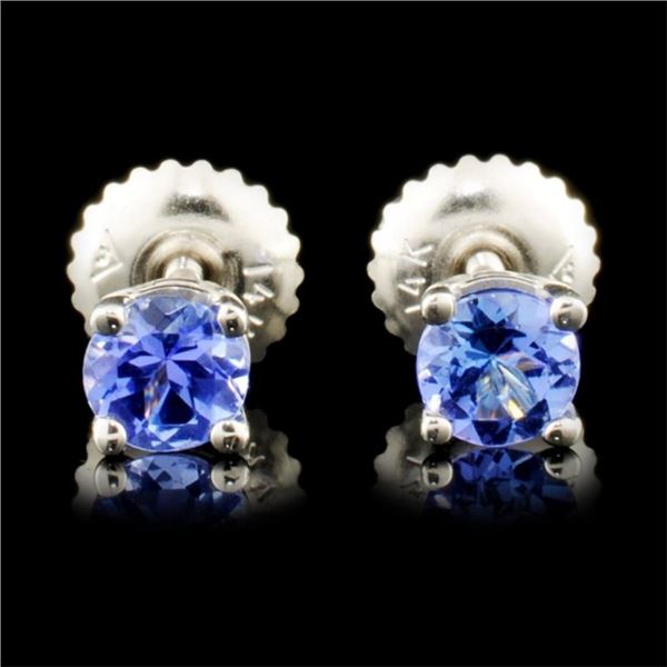 14K White Gold 0.70ctw Tanzanite Stud Earrings