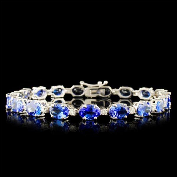 14K Gold 14.86ct Tanzanite & 0.93ct Diamond Bracel