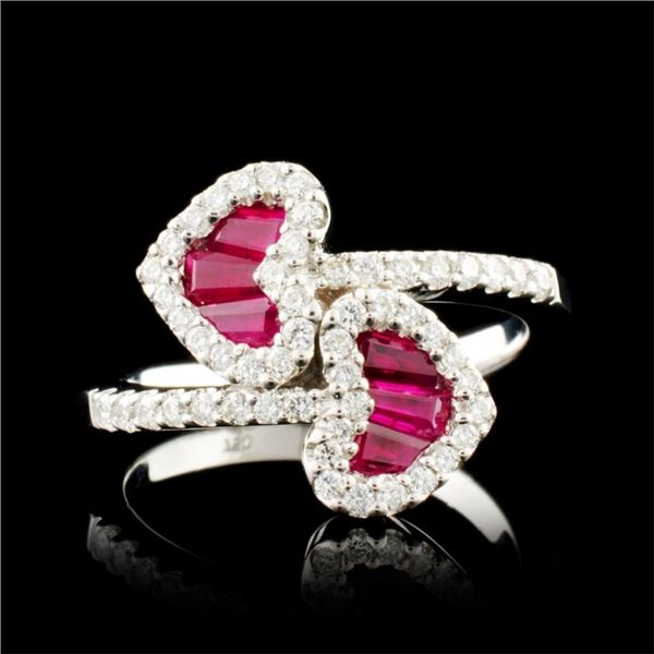 18K Gold 0.68ct Ruby & 0.48ctw Diamond Ring