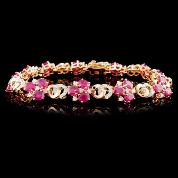 14K Gold 6.53ctw Ruby & 1.45ctw Diamond Bracelet