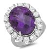 Image 1 : 14K Gold 10.00ct Amethyst & 2.00ct Diamond Ring