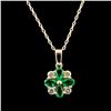 Image 1 : 14K Gold 1.50ct Emerald & 0.20ct Diamond Pendant
