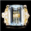 14K Gold 6.02ct Aquamarine & 0.29ctw Diamond Ring