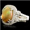 Image 2 : 14K Gold 3.18ct Opal & 1.08ctw Diamond Ring
