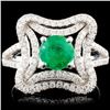 14K Gold 0.90ct Emerald & 0.60ctw Diamond Ring