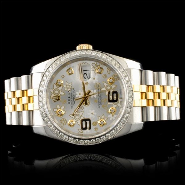 Rolex DateJust 18K YG/SS Diamond 36MM Watch