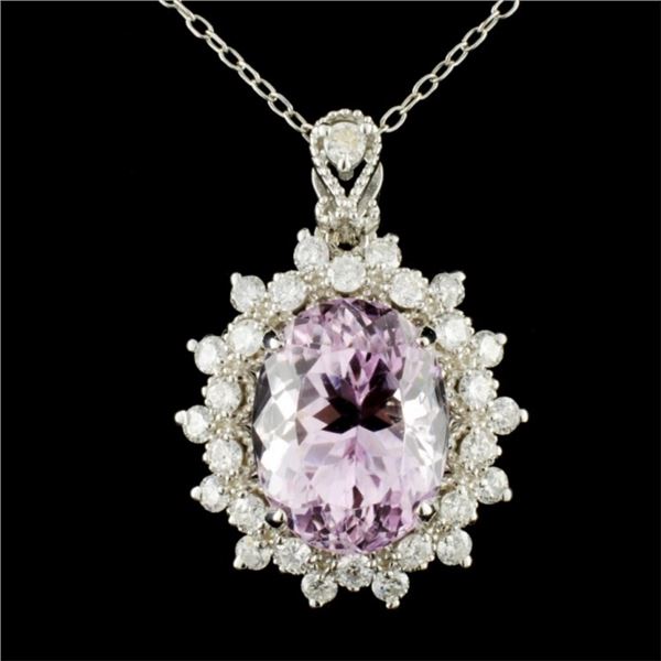 14K Gold 6.96ct Kunzite & 0.90ctw Diamond Pendant