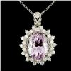 14K Gold 6.96ct Kunzite & 0.90ctw Diamond Pendant
